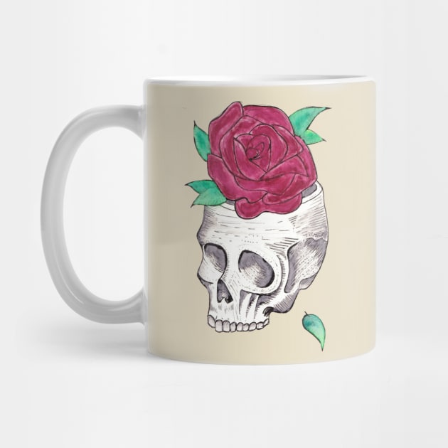 Skull with Flower by marissafv